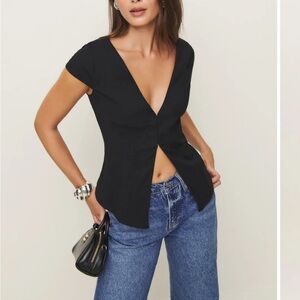 NWT Reformation Black V-Neck Women's Blouse